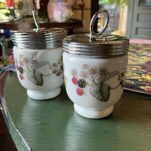 Royal Worcester Egg Coddler Lavinia Blackberry Set of 2 Porcelain w/ Lid England
